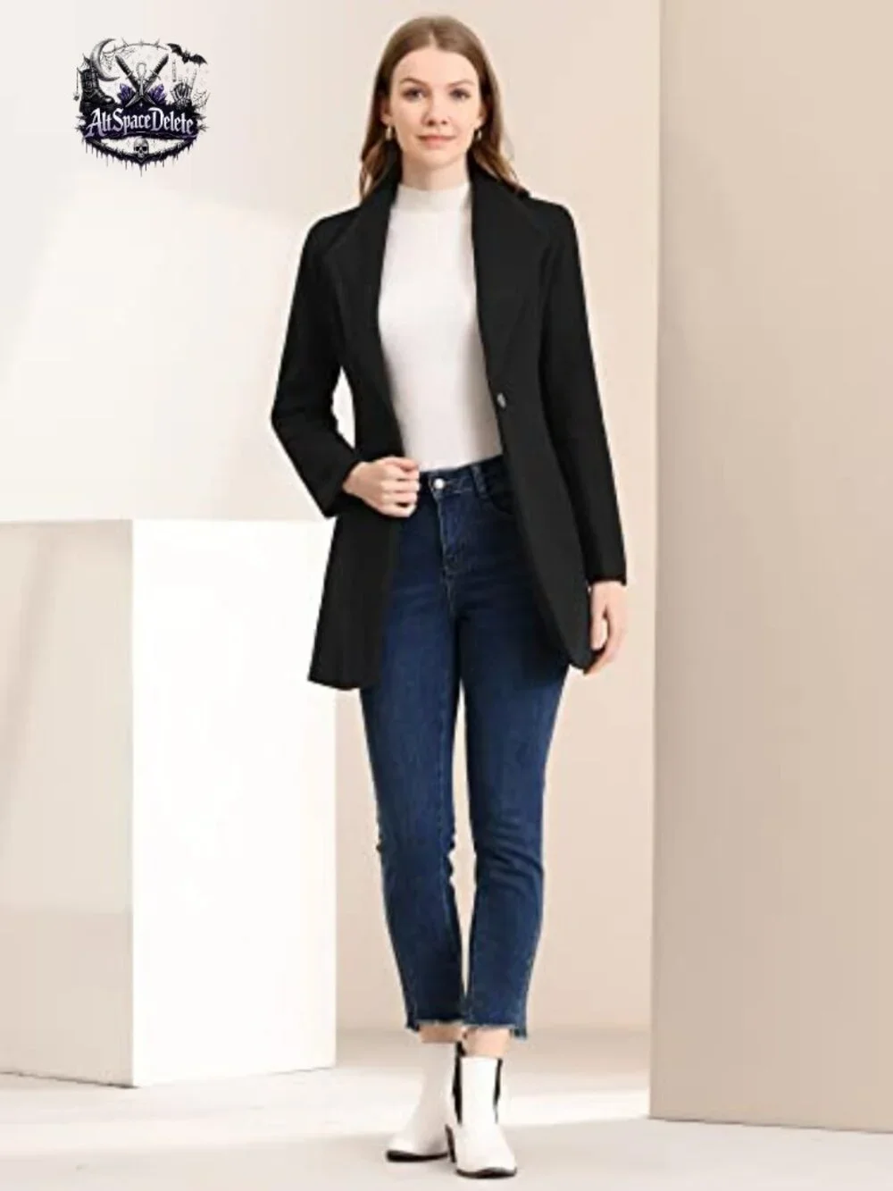 Allegra K Women's Winter Coat Lapel One Button Warm Office Work OverCoat_3